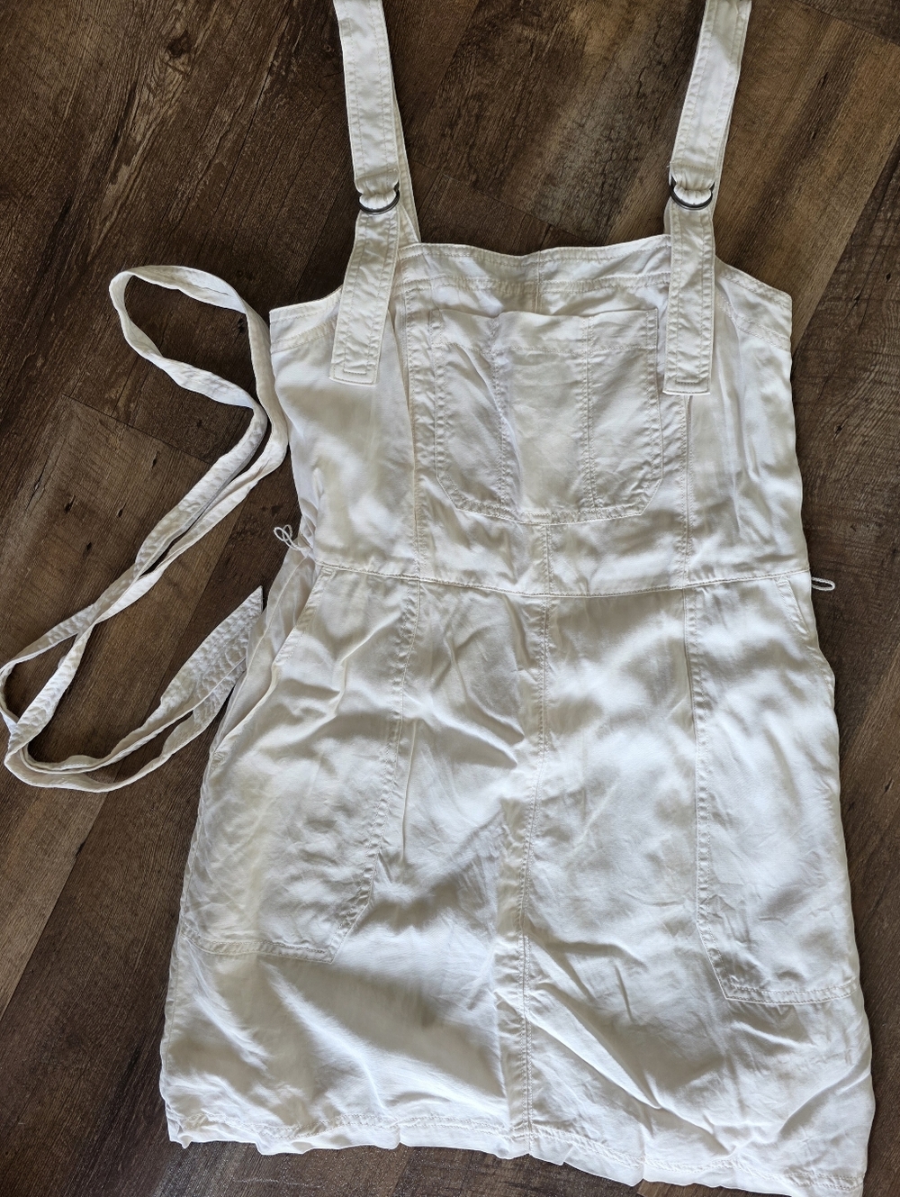 Abercrombie & Fitch Cream Romper Dress Womans Size Small Belted Front Pockets